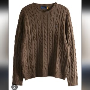 Polo Ralph Lauren wool cashmere braided knit Crew neck sweater sage green large